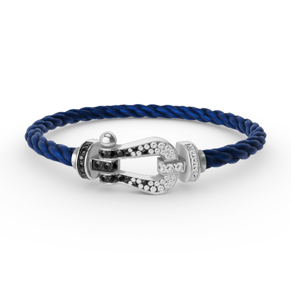 [Spark]FORCE LARGE HORSESHOE BLACK WHITE DIAMOND BRACELET SILVER