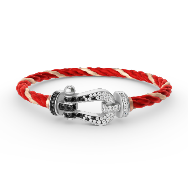[Spark]FORCE LARGE HORSESHOE BLACK WHITE DIAMOND BRACELET SILVER