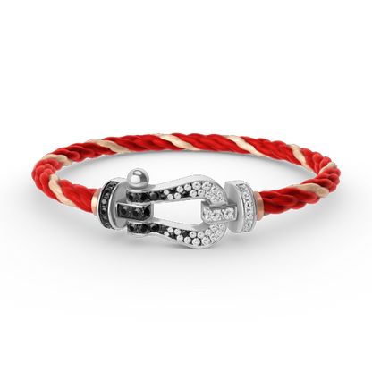 [Spark]FORCE LARGE HORSESHOE BLACK WHITE DIAMOND BRACELET SILVER