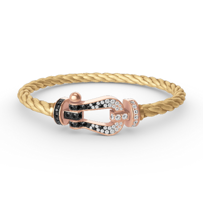 [Spark]FORCE LARGE HORSESHOE BLACK WHITE DIAMOND BRACELET Spark GOLD