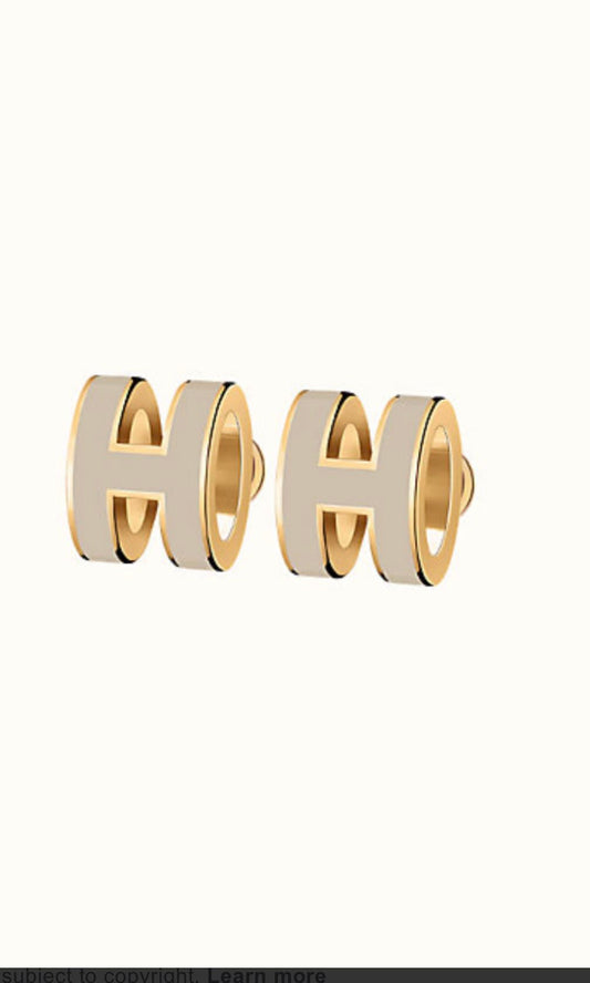 [Spark]MINI POP H GOLD EARRINGS GREY