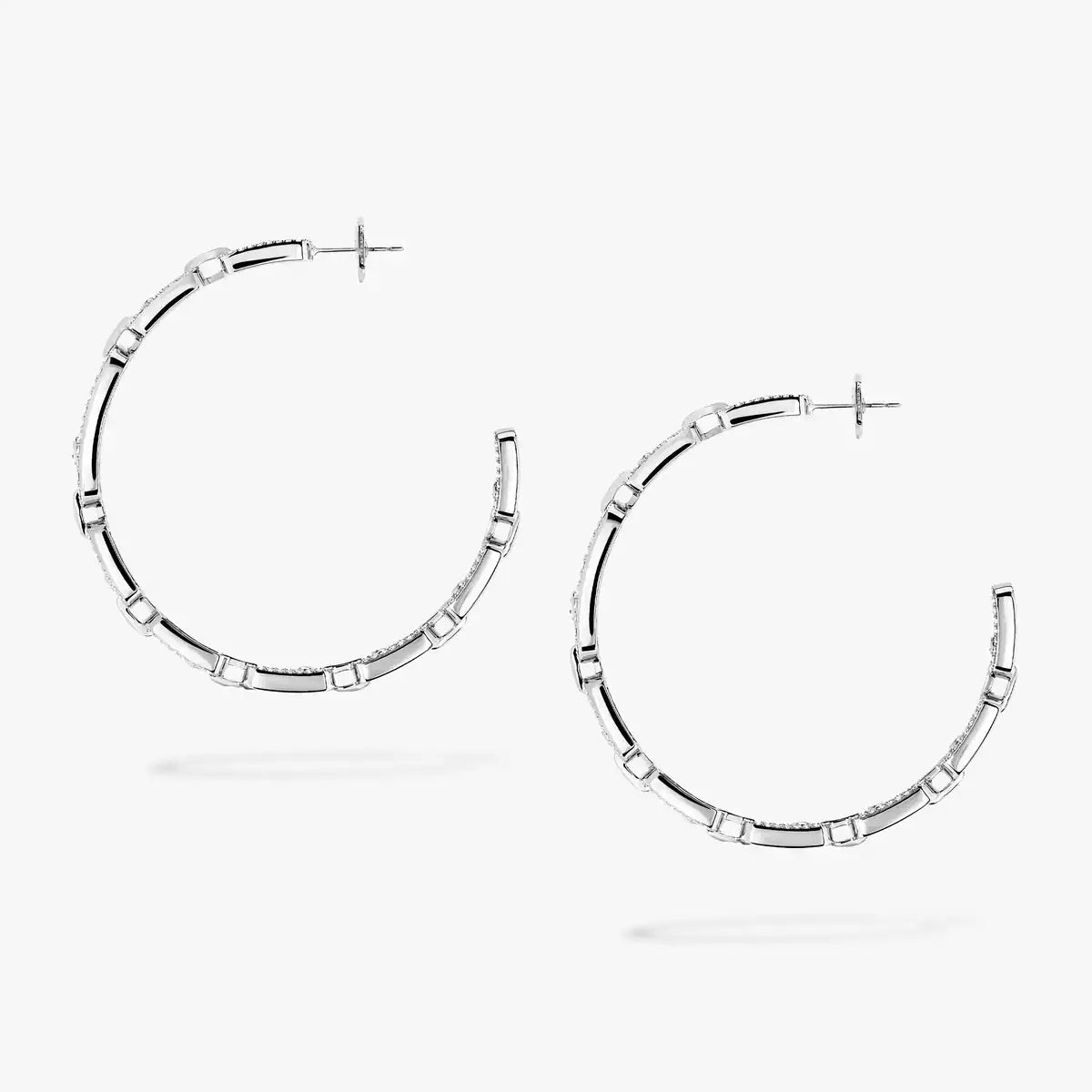 [[Spark]Move Link Diamond Hoop Earrings