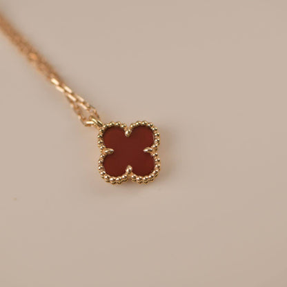 [Spark]CLOVER MINI 9.5MM WHITE CARNELIANS NECKLACE
