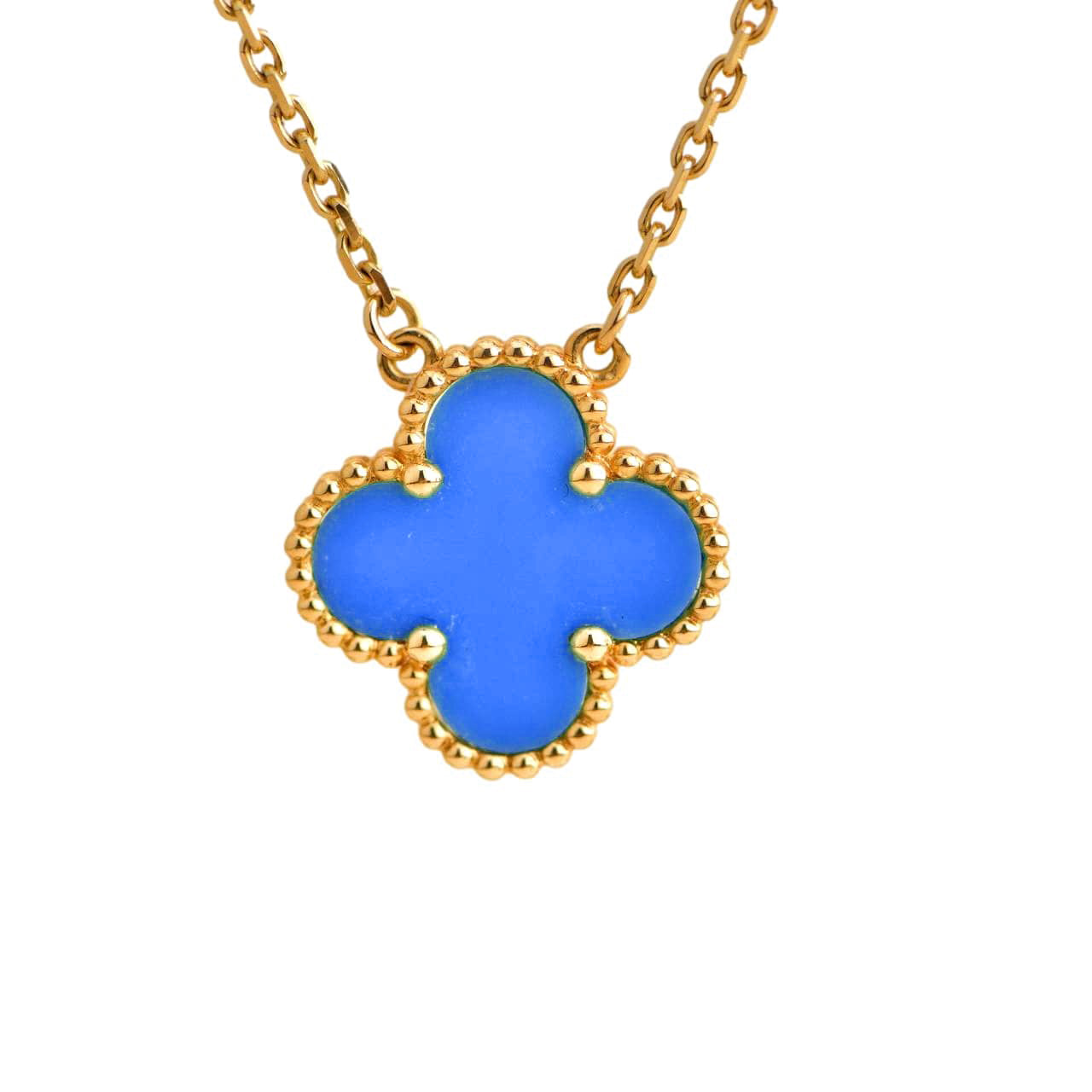 [Spark]CLOVER 15MM BLUE AGATE NECKLACE