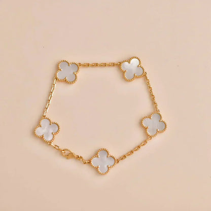 [Spark]CLOVER WHITE PEARL MOP 5 MOTIF BRACELET COLLECTION