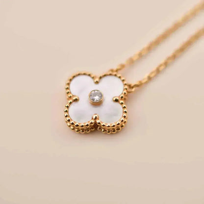 [Spark]CLOVER 15MM DIAMOND WHITE FRITILLARIA NECKLACE