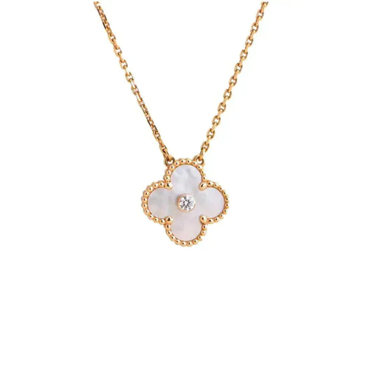 [Spark]CLOVER 15MM DIAMOND WHITE FRITILLARIA NECKLACE