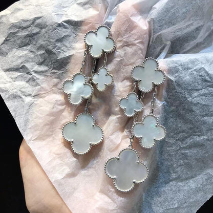 [Spark]CLOVER EARRINGS WHITE MOP 4 MOTIFS SILVER