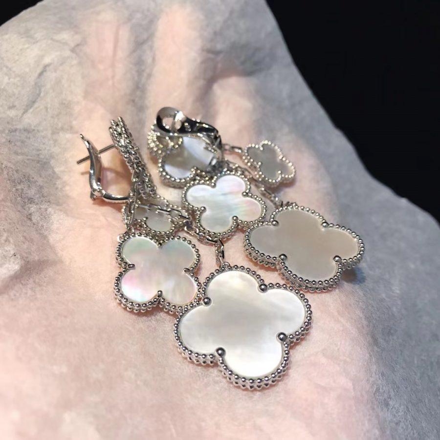 [Spark]CLOVER EARRINGS WHITE MOP 4 MOTIFS SILVER