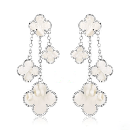 [Spark]CLOVER EARRINGS WHITE MOP 4 MOTIFS SILVER