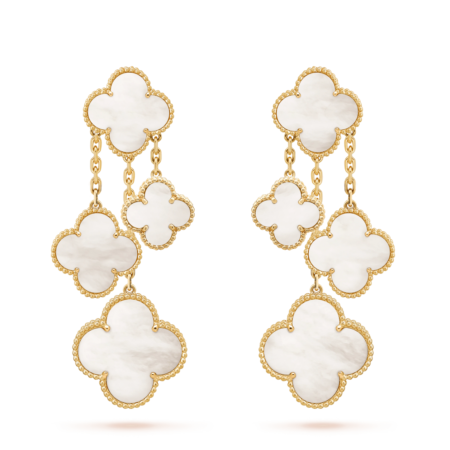 [Spark]CLOVER EARRINGS WHITE MOP 4 MOTIFS GOLD
