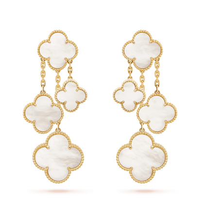 [Spark]CLOVER EARRINGS WHITE MOP 4 MOTIFS GOLD
