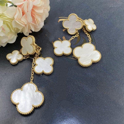 [Spark]CLOVER EARRINGS WHITE MOP 4 MOTIFS GOLD
