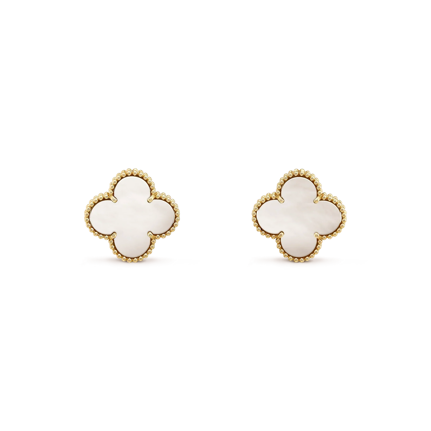 [Spark]CLOVER MEDIUM 1 MOTIFS  WHITE MOP STUD EARRINGS