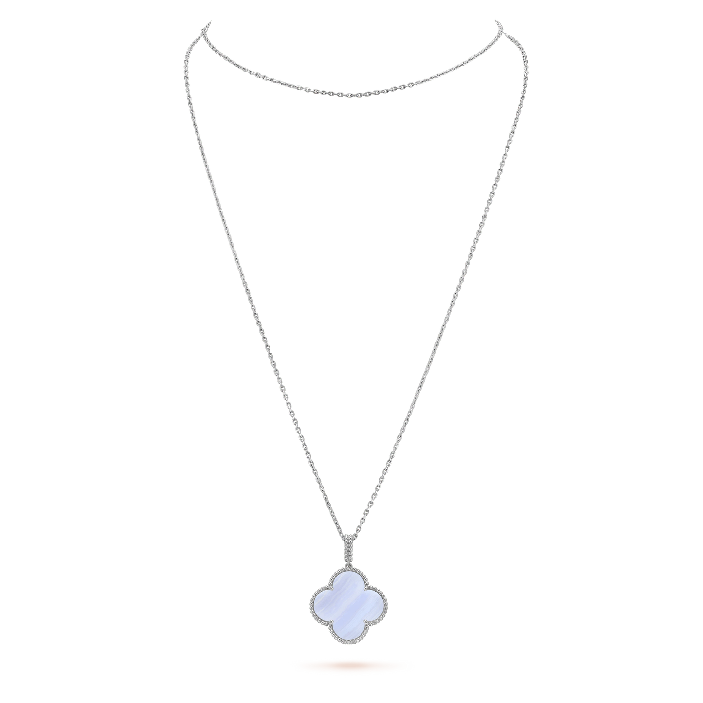 [Spark]CLOVER SILVER CHALCEDONY BIG CLOVER NECKLACE