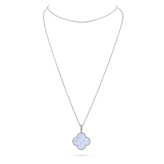 [Spark]CLOVER SILVER CHALCEDONY BIG CLOVER NECKLACE