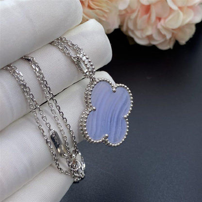[Spark]CLOVER SILVER CHALCEDONY BIG CLOVER NECKLACE
