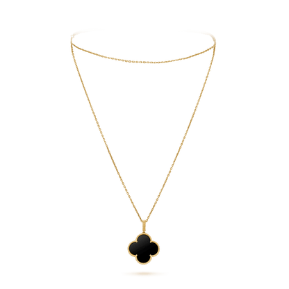 [Spark]CLOVER 25MM GOLD ONYX BIG CLOVER NECKLACE