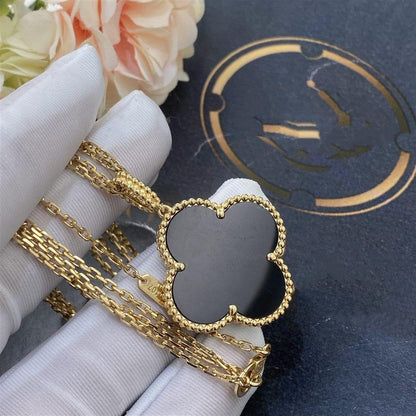 [Spark]CLOVER 25MM GOLD ONYX BIG CLOVER NECKLACE
