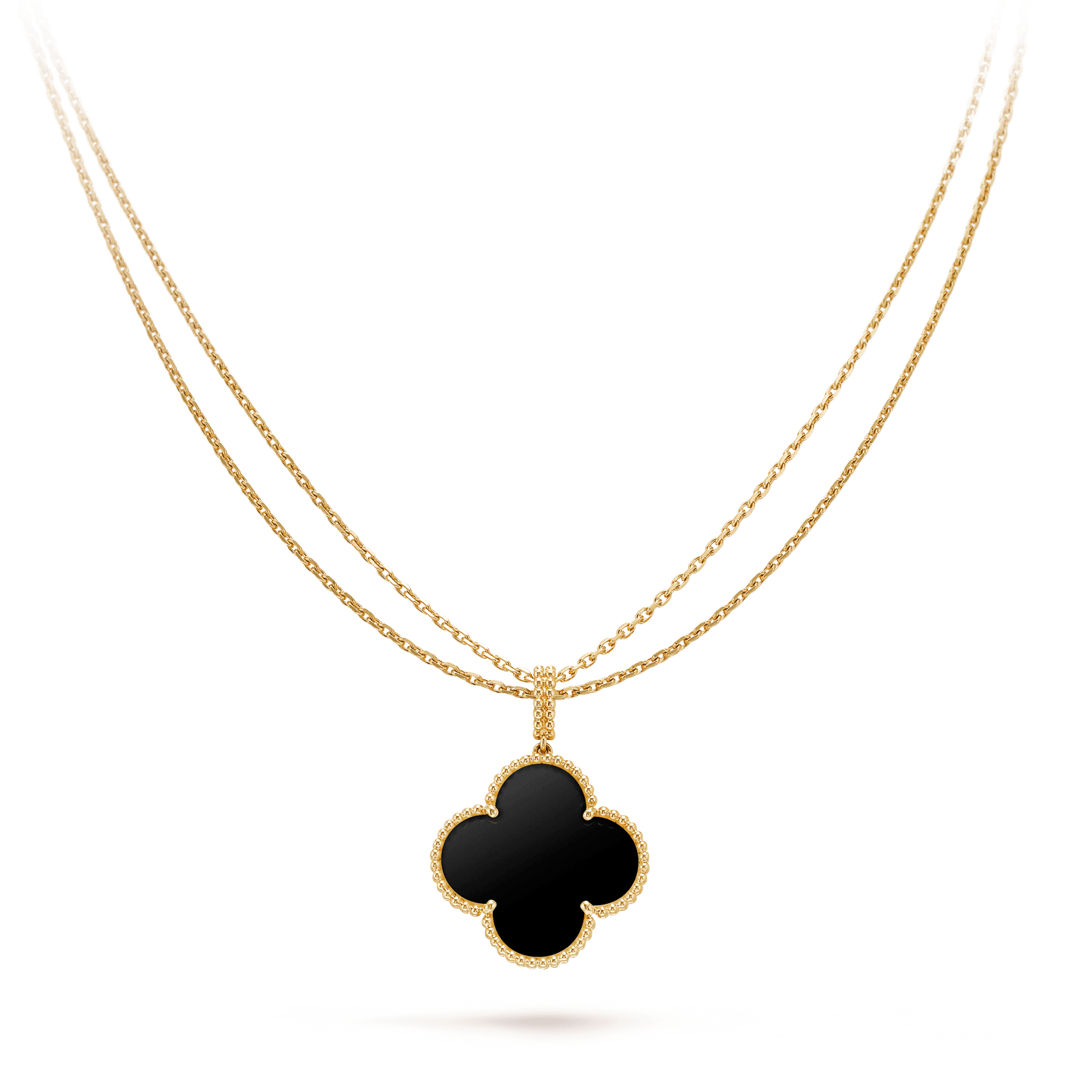 [Spark]CLOVER 25MM GOLD ONYX BIG CLOVER NECKLACE