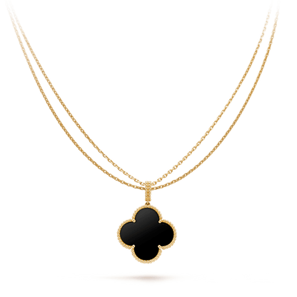 [Spark]CLOVER 25MM GOLD ONYX BIG CLOVER NECKLACE