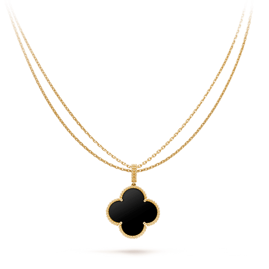[Spark]CLOVER 25MM GOLD ONYX BIG CLOVER NECKLACE