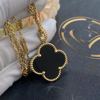 [Spark]CLOVER 25MM GOLD ONYX BIG CLOVER NECKLACE