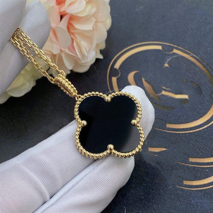 [Spark]CLOVER 25MM GOLD ONYX BIG CLOVER NECKLACE