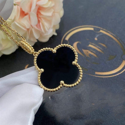 [Spark]CLOVER 25MM GOLD ONYX BIG CLOVER NECKLACE