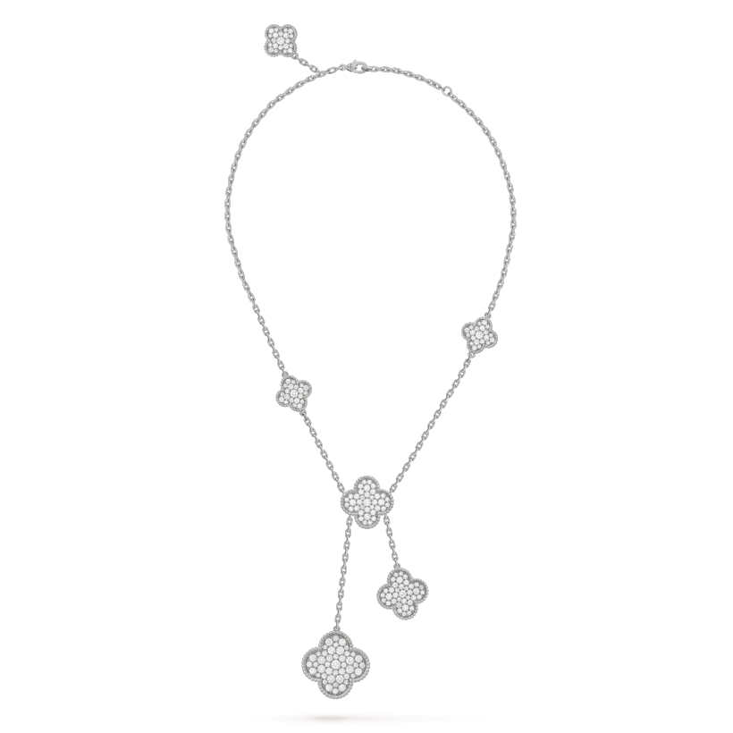 [Spark]CLOVER 5 MOTIFS SILVER DIAMONDS NECKLACE
