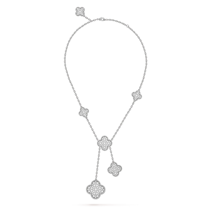 [Spark]CLOVER 5 MOTIFS SILVER DIAMONDS NECKLACE