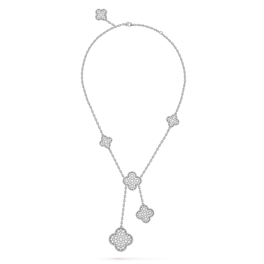 [Spark]CLOVER 5 MOTIFS SILVER DIAMONDS NECKLACE