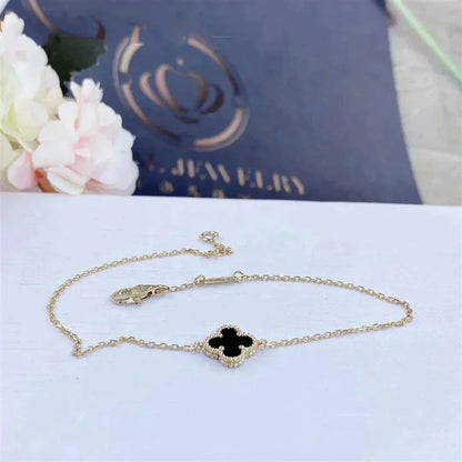 [Spark]CLOVER ONYX SINGLE FLOWER BRACELET