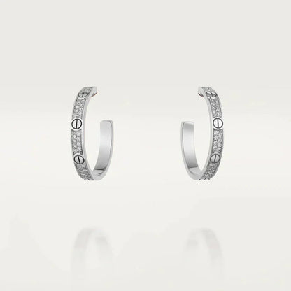 [Spark]LOVE DIAMOND SILVER HOOP EARRINGS