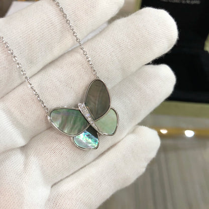 [Spark]LARGE BUTTERFLY SILVER PENDANT DIAMOND NECKLACE
