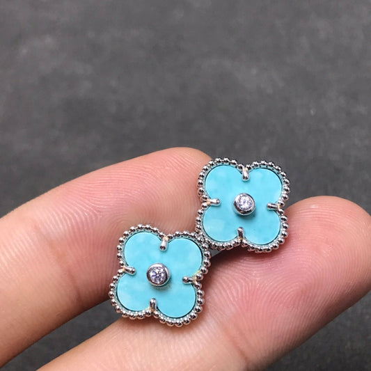 [Spark]CLOVER 1 DIAMOND BLUE SKY SILVER EARRINGS