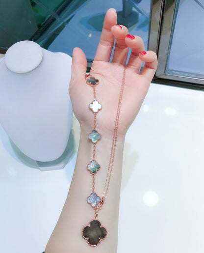 [Spark]COMBINED BRACELET 5 MOTIFS AND NECKLACE DARK MOP Spark GOLD
