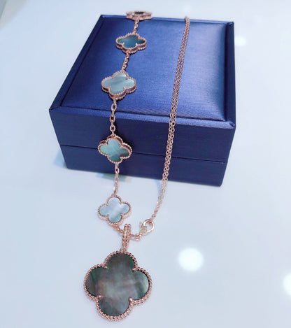 [Spark]COMBINED BRACELET 5 MOTIFS AND NECKLACE DARK MOP Spark GOLD