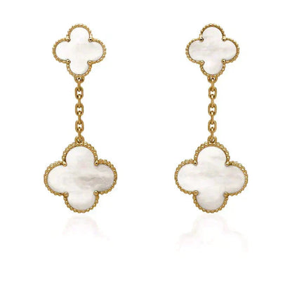 [Spark]CLOVER 2 MOTIF WHITE MOP EARRINGS