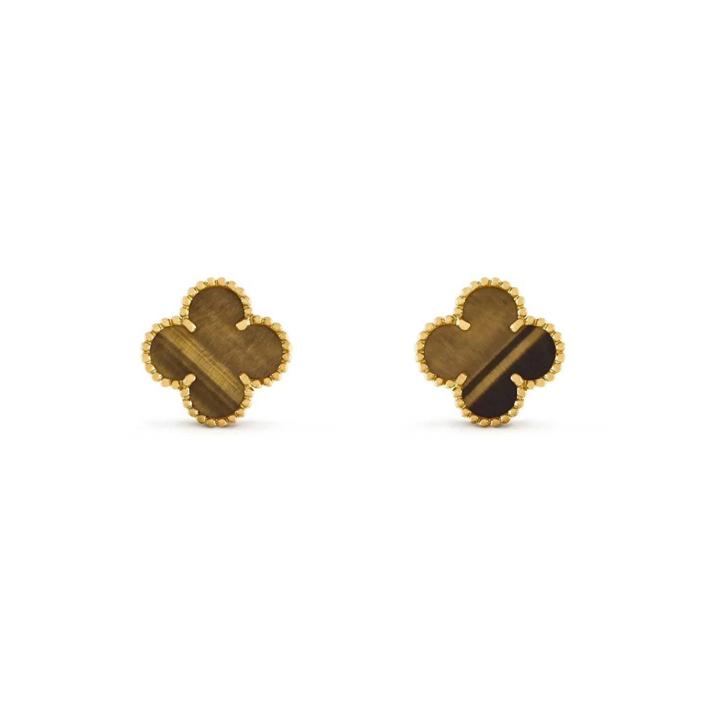 [Spark]CLOVER MEDIUM 1 MOTIFS TIGER EYE EARRINGS