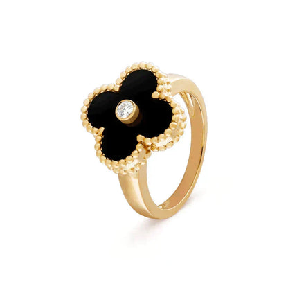 [Spark]CLOVER ONYX RING GOLD DIAMOND
