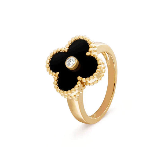 [Spark]CLOVER ONYX RING GOLD DIAMOND